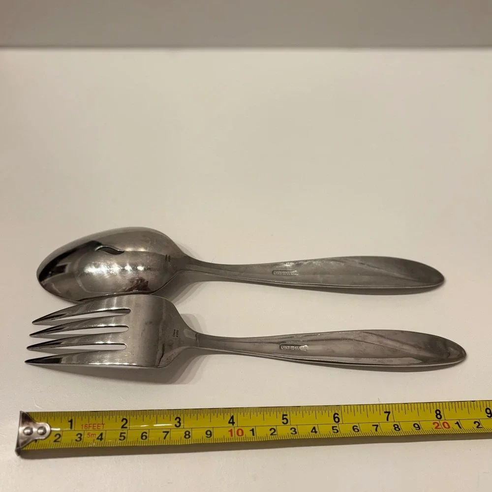 Onida Serving Spoon and Serving Fork Set‎ Stainless Steel vintage